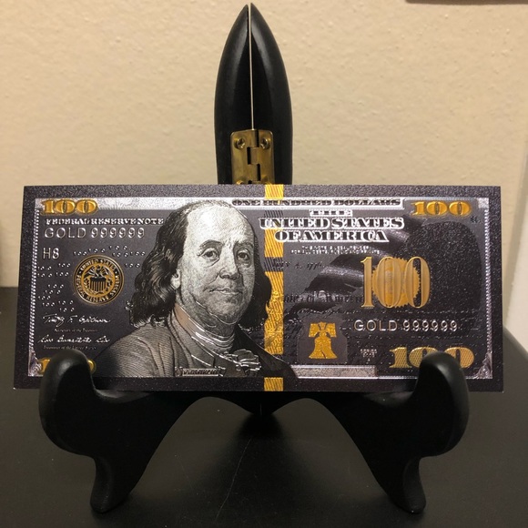 24k Gold / Black Foil Plated $100 (One Hundred US Dollar) Banknote - Picture 8 of 8